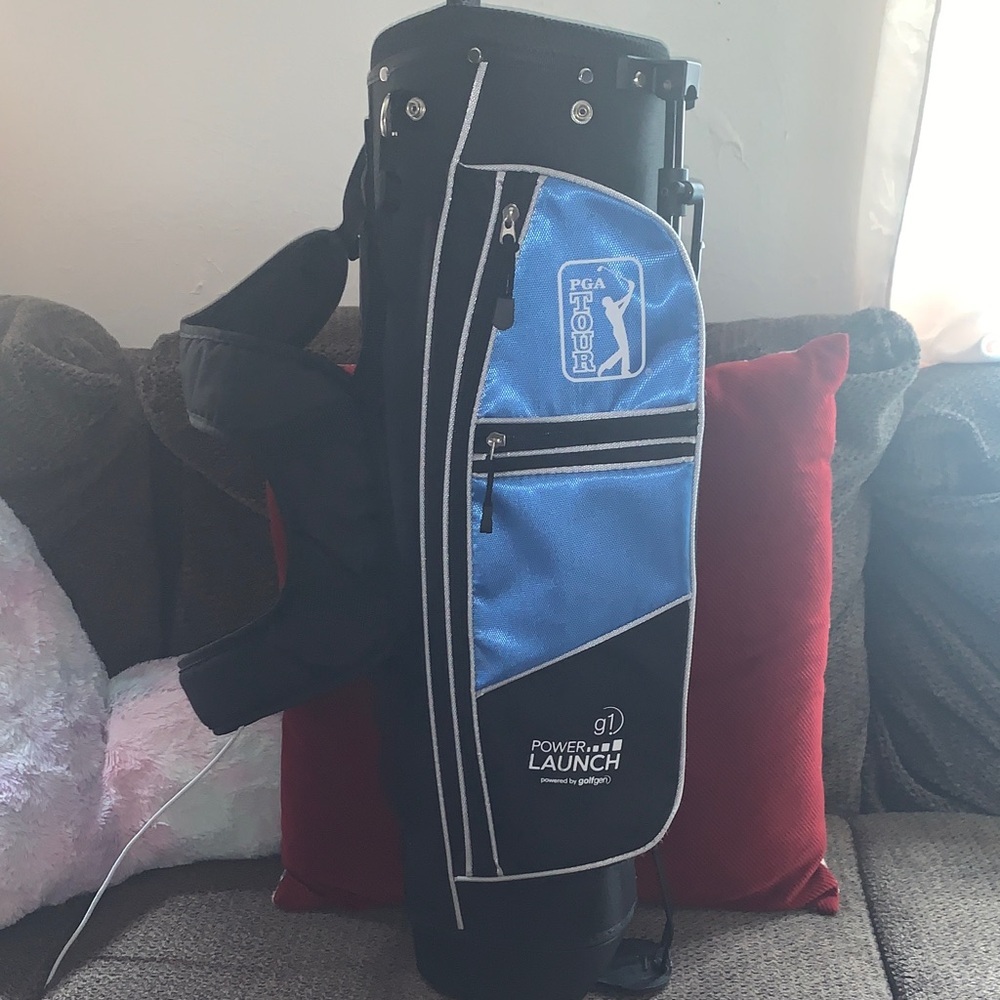 PGA Tour Blue and Black Kids Carry Golf Bag with Shoulder Strap
